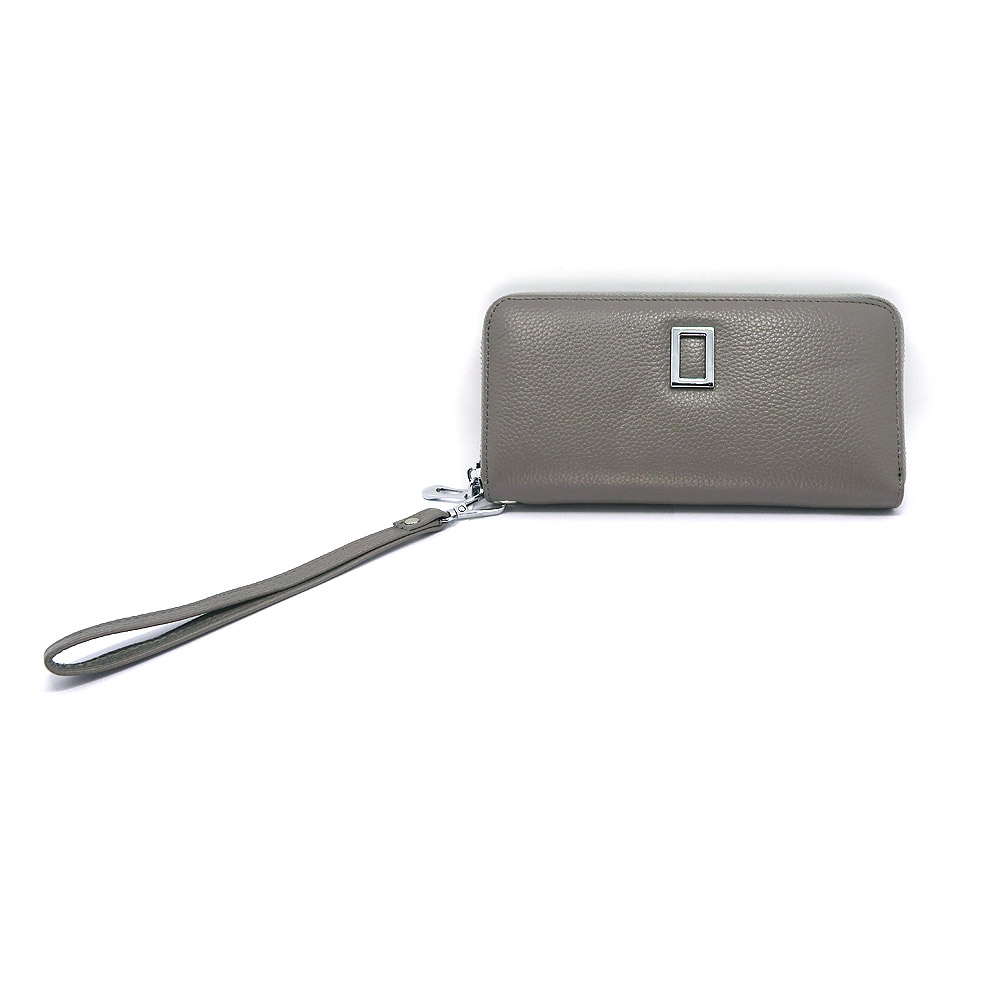 Gray Large Coin Zipped Wallet Purse